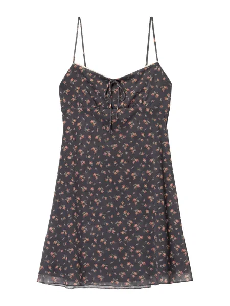 Bershka Rochie / verde deschis / roșu gri