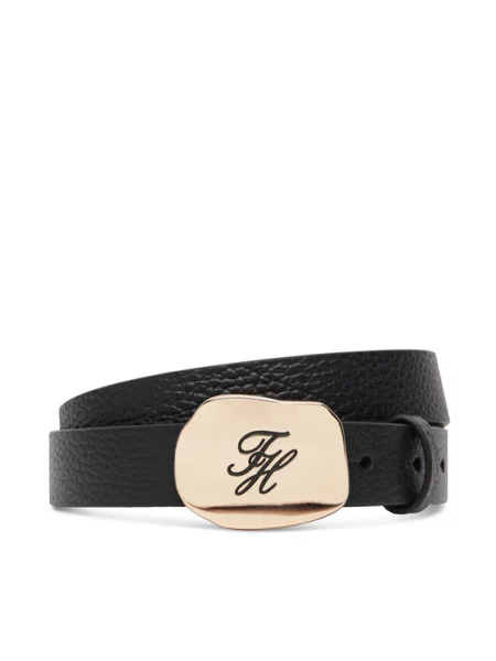 Tommy Hilfiger Pasek Th Plaque Pebble czarny