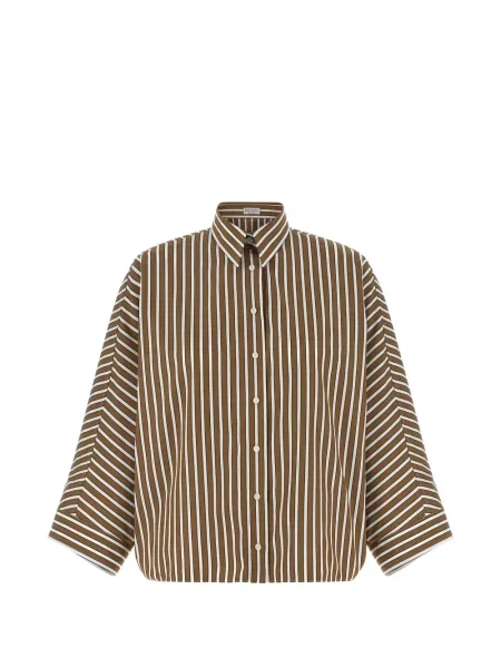 Cămașă Brunello Cucinelli cu dungi maro