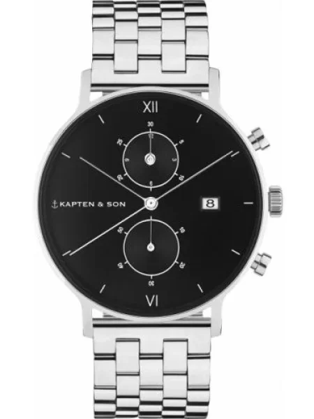 Kapten & Son Ceas analogic Chrono Steel argintiu negru