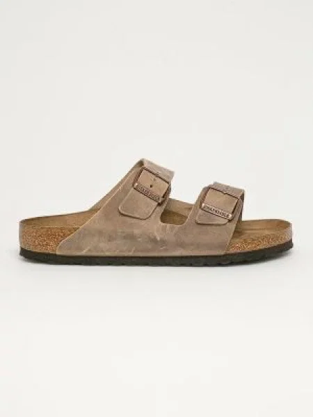 Birkenstock papuci din piele Arizona Nu maro