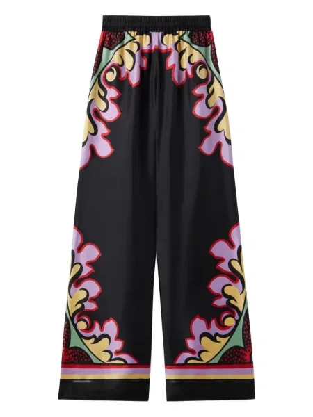 Pantaloni La Doublej cu model floral cu imagine negru