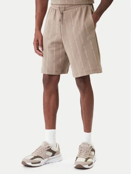 Bermudy Emporio Armani Ea7 s potlačou béžová