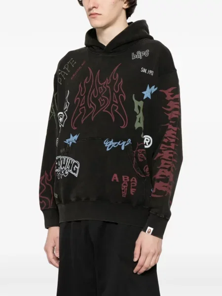 Hanorac cu glugă A Bathing Ape® cu imagine maro