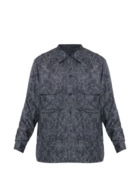 Cămașă Giorgio Armani cu imagine cu imprimeu geometric gri