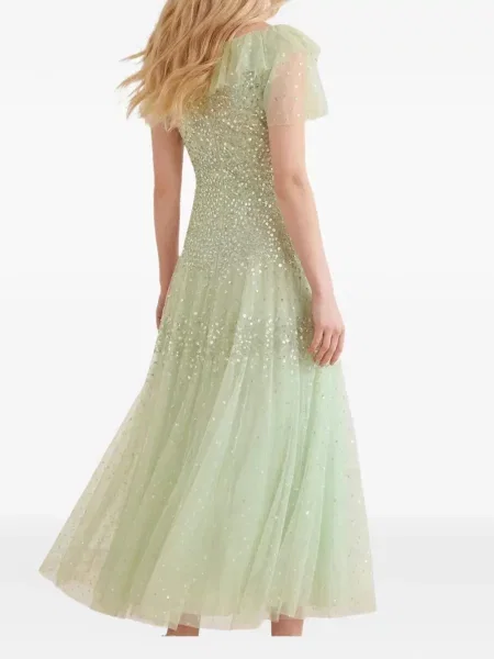 Flitrované šaty Needle & Thread s flitry zelené