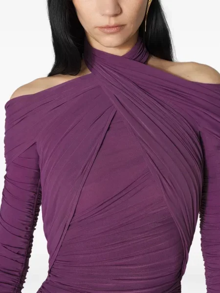 Rochie midi Mugler drapată violet