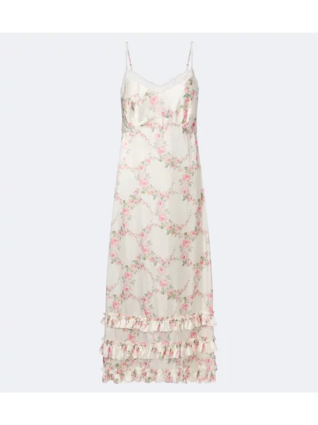 Rochie Simone Rocha din satin cu model floral alb
