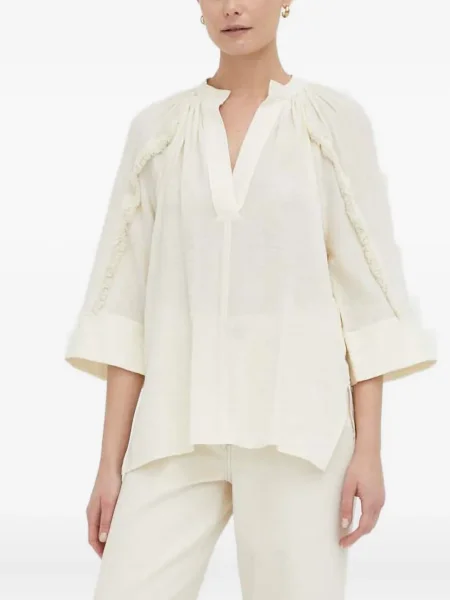 Bluza Day Birger Et Mikkelsen na rese s V-izrezom bijela