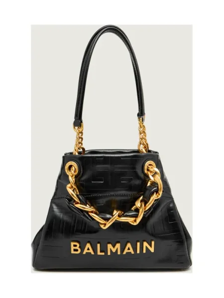 Balmain De piele geantă pe umăr SOFT SMALL negru