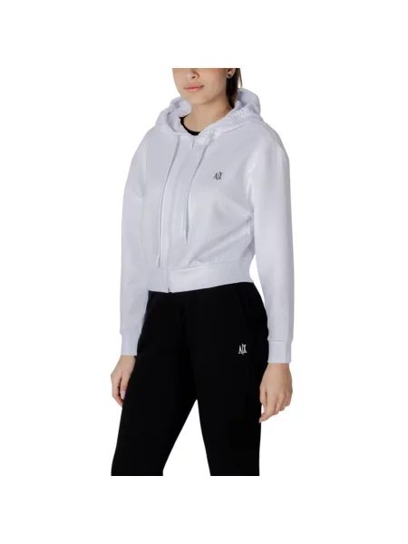 Bluza z kapturem Armani Exchange z kapturem o krotszym kroju biała