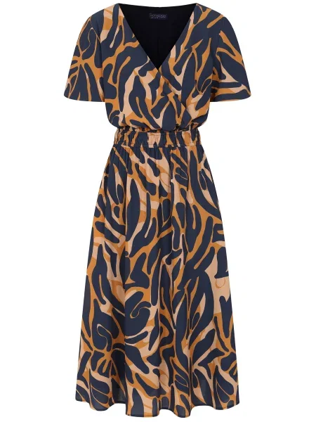 HotSquash Rochie crem / marin / portocaliu albastru