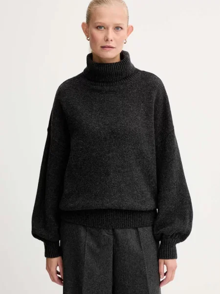 Sessun pulover de lână cu guler gri