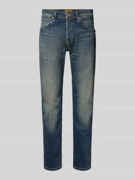 Jeansy o kroju tapered fit z efektem znoszenia model ‘MIKE’ Jack & Jones niebieski