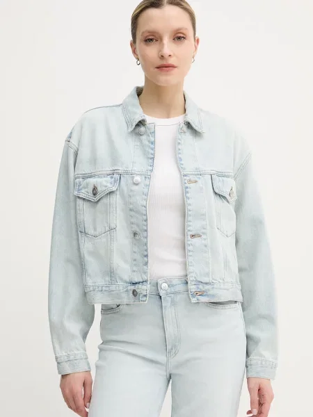 Tommy Hilfiger jachetă scurtă pentru femei din denim albastru