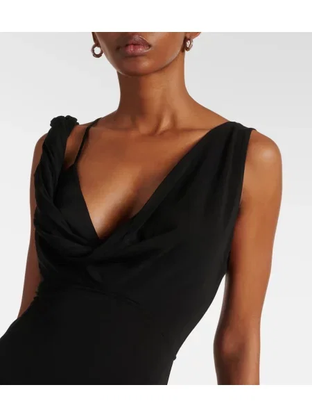 Rochie maxi Toteme din jerseu drapată de costum negru
