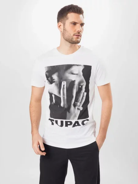 Mister Tee Póló Tupac Profile szürke / fekete fehér