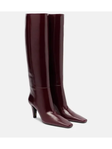 Kožené kozačky Saint Laurent vínové