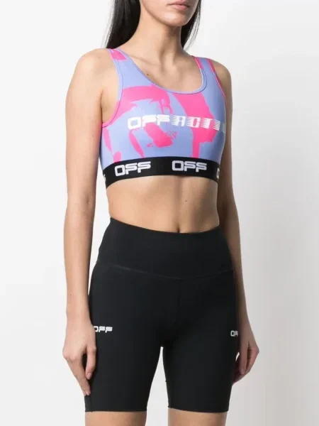Sutien sport Off-white cu imagine alb