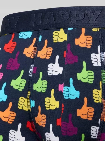 Majtki z elastycznym z logo w zestawie 3 szt. Happy Socks czarne