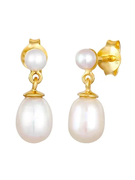 ELLI PREMIUM Uhani zlata / biserno bela