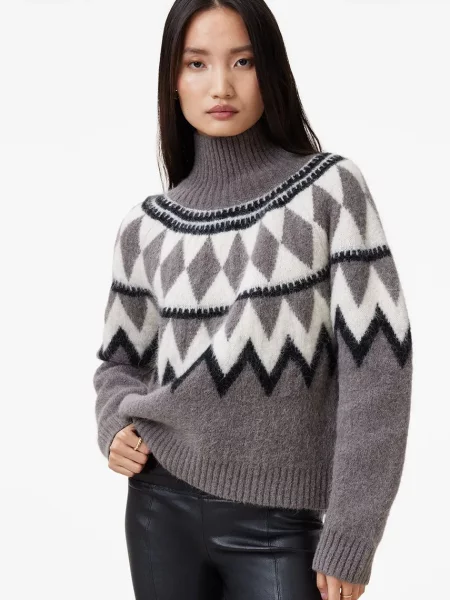 Volnen pulover AllSaints TARA siva