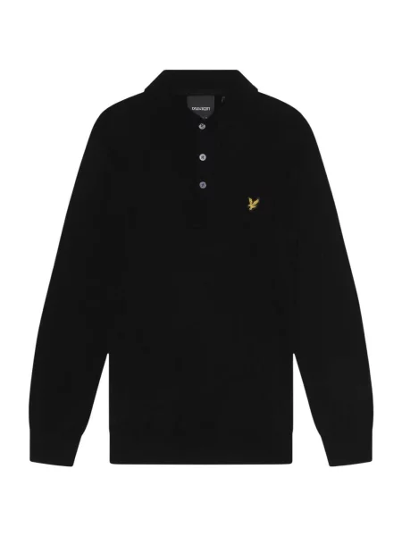 Lung tricou Lyle & Scott din lână merinos cu mâneci lungi negru