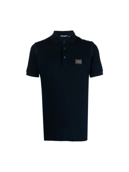 Koszulka polo Dolce And Gabbana z krótkim rękawem niebieska