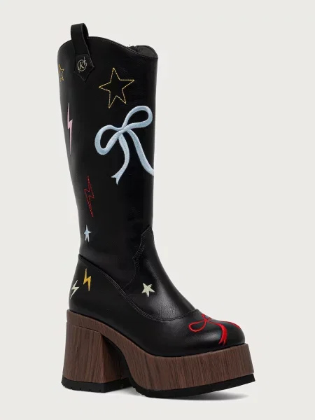 Koi Footwear cizme cu platformă pentru femei Jettison Chunky Cowboy Boots negru