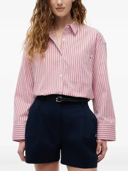 Cămașă Tommy Hilfiger cu dungi roșu