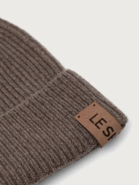 LE SH KA headwear LE SH KA шапка beanie вовняна Brown Cashnere Hat коричнева