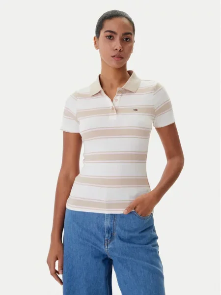 Tommy Jeans Тениска с яка и бежов
