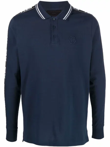 Polo Philipp Plein cu broderie albastru