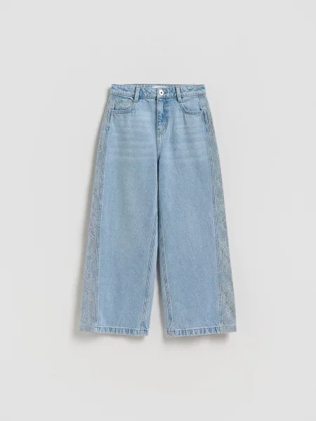 Reserved Джинси super wide leg з мереживом синій