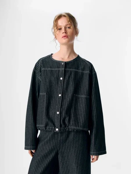 OBJECT Geacă de primăvară-toamnă OBJAMY negru denim alb
