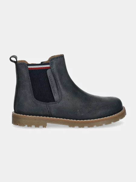 Otroški zimski usnjeni čevlji Tommy Hilfiger modra