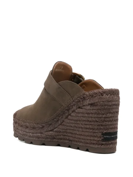 Mules Stella Mccartney na klínovém podpatku s přezkou hnědé