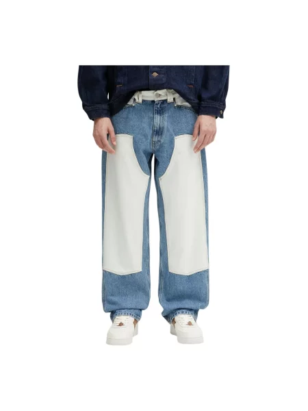 Aries jeansy Patchwork Western Carpenter Jeans niebieskie