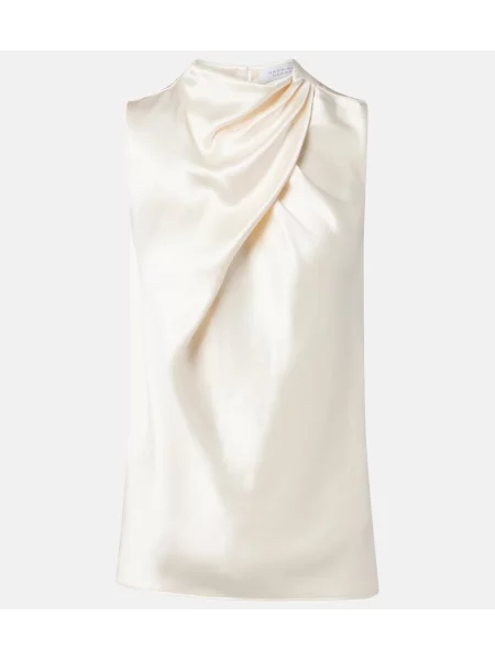 Top Gabriela Hearst din satin drapat alb