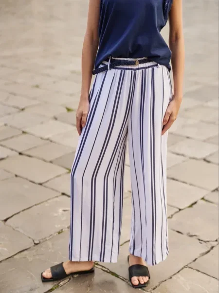 Spodnie Marisse w paski białe