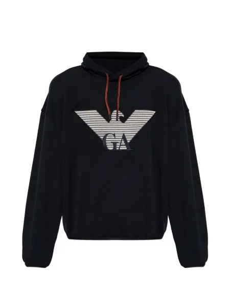 Hanorac cu glugă Emporio Armani cu autograf cu cordon albastru
