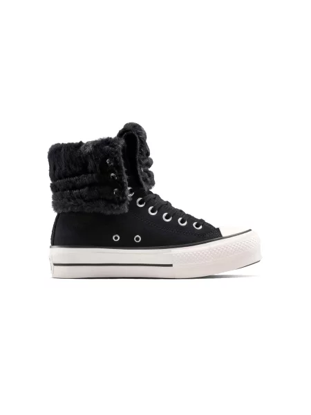 Converse Chuck Taylor All Star Fold-Over Lift Platform XHi Faux Fur Kobiety Buty sportowe Converse Size: 4 czarny