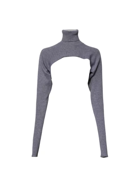 Sweter z golfem Dolce And Gabbana wełniany do golfa o skróconej długości szary