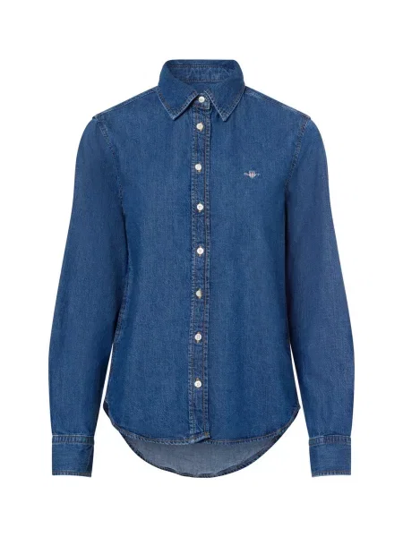 Bluzka jeansowa o kroju relaxed fit z czystej bawełny Gant niebieska