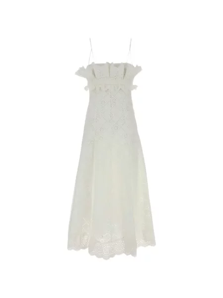 Rochie Alberta Ferretti cu broderie de costum alb