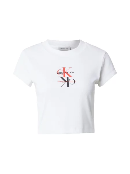 Calvin Klein Jeans Tricou roșu cireș / negru alb