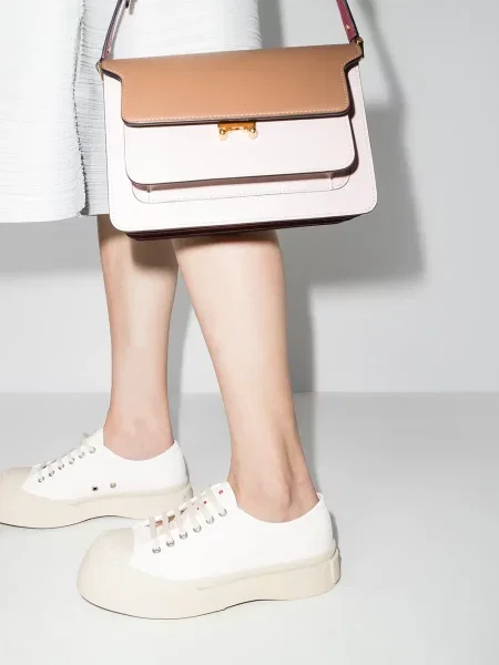 Sneakersy Marni sznurowane skórzane białe
