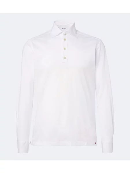 Tricou polo Kiton din poplin alb