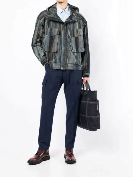 Raštuotas striukė Paul Smith su gobtuvu mėlyna