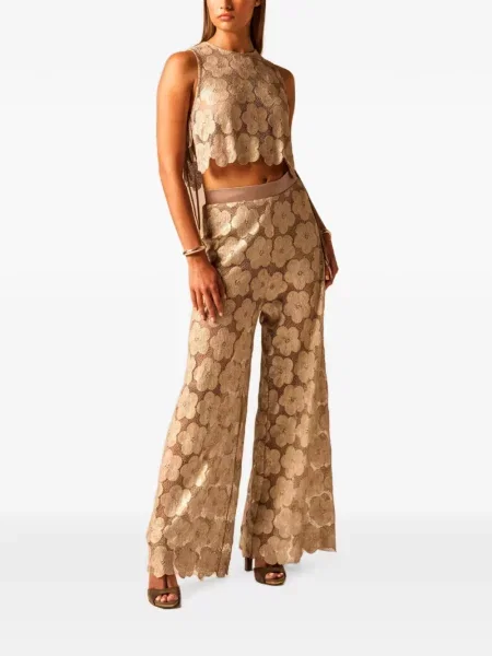 Pantaloni Jbq cu model floral din dantelă